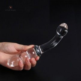 Glass dildo anal butt plug beads