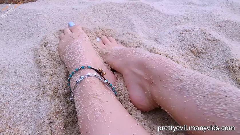 Public footjob beach long toes
