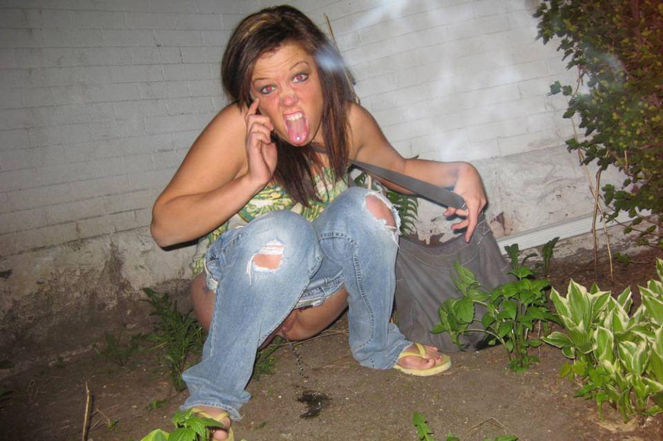 Drunk girl outdoors