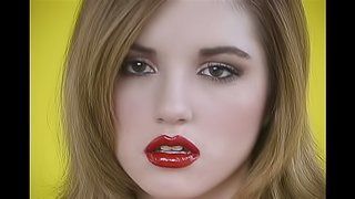 Teen red lipstick blowjob