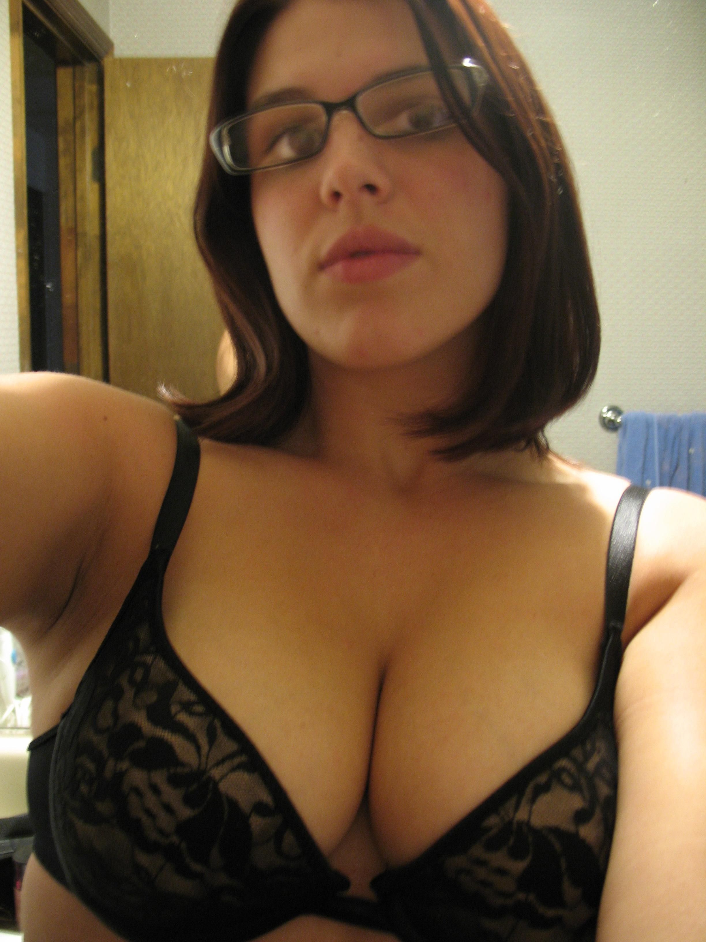 Brunette glasses lingerie NEW photos free site.
